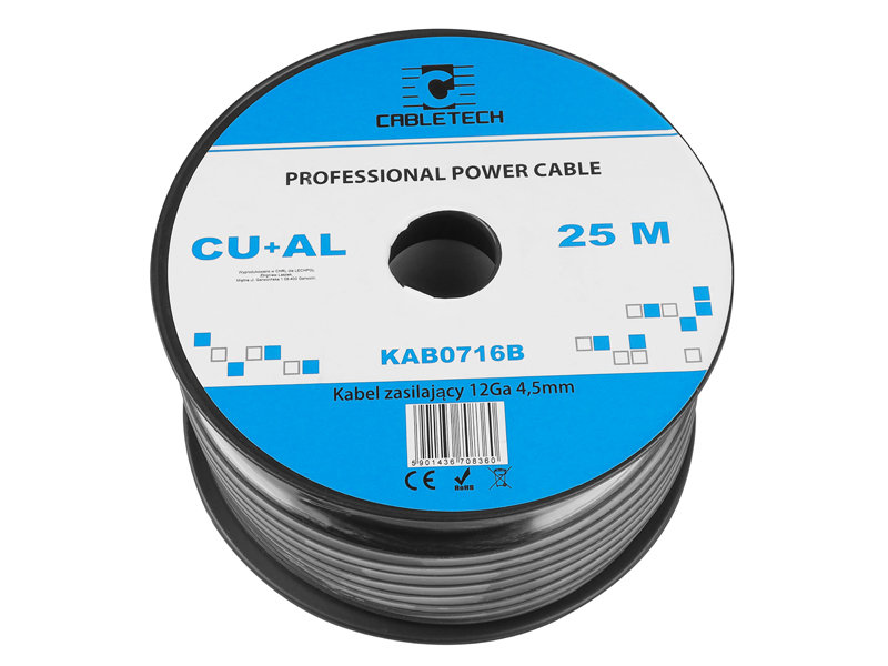 Фото - Кабель Cabletech Kabel zasilający samochodowy 12GA/4.5 mm, CU+AL, brązowy. 