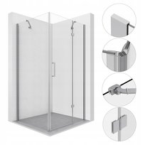 Kabina Prysznicowa 100X80 Cm Uchylna Chrom Ze Wspornikami Szkło 6Mm