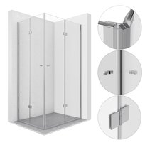 Kabina Prysznicowa 100X90 Składana Chrom Drzwi Szyba Ścianka Szkło 6Mm Esg