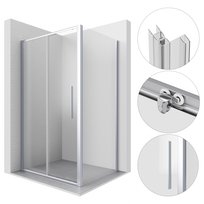 Kabina Prysznicowa 110X80 Chrom Prostokątna Drzwi Przesuwne Szyba Ścianka