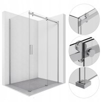 Kabina Prysznicowa 120X80 Chrom Prostokątna Drzwi Przesuwne 8Mm Esg Sevante