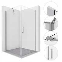 Kabina Prysznicowa 80X80 Cm Kwadratowa Uchylna Chrom Ze Wspornikiem