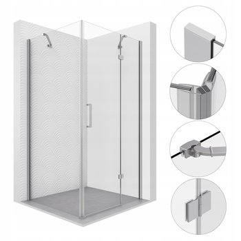 Kabina Prysznicowa 80X80 Cm Uchylna Chrom Ze Wspornikami Szkło 6Mm - SEVANTE