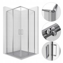 Kabina Prysznicowa Kwadratowa Rozsuwana Narożna 90X90 Cm Chrom Szyba Esg