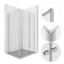 KABINA PRYSZNICOWA KWADRATOWA UCHYLNA DRZWI SKŁADANE 100x100 CHROM 6MM ESG