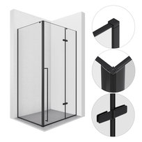KABINA PRYSZNICOWA KWADRATOWA UCHYLNA DRZWI UCHYLNE 90x90 BLACK 6MM ESG