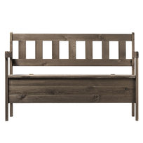 KADAX Ławka Ogrodowa Drewniana Z Oparciem 120cm Ze Skrzynią Taras Balkon Brązowa