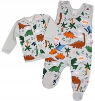 Kaftanik + Śpiochy Rozpinane Dinozaury 62 Klekle KLEKLE