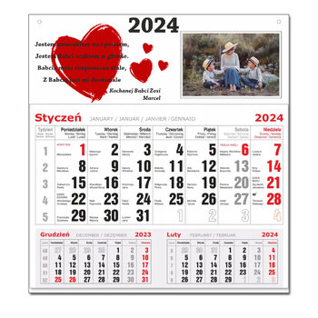 KALENDARZ 2024 NA DZIEŃ BABCI Z NADRUKOWANYMI IMIONAMI I TWOIM ZDJĘCIEM 2024 - decortrend