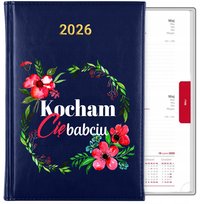 KALENDARZ 2026 A5 PREZENT GRANATOWY DLA BABCI KOCHAM CIĘ BABCIU MIX WZORY