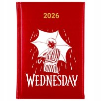 KALENDARZ 2026 CZERWONY | WEDNESDAY | PREZENT KSIĄŻKOWY A5 MODNY STYL WZORY