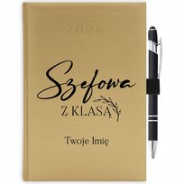 KALENDARZ 2026 ZŁOTY | PREZENT IMIĘ SILNA KOBIETA + UCHWYT GUMKA DŁUGOPIS