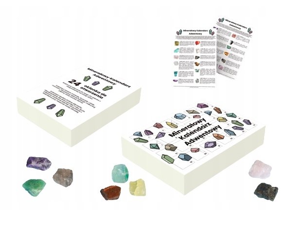 Kalendarz Adwentowy Naturalne 100% Prawdziwe Minerały Kamienie Kryształy