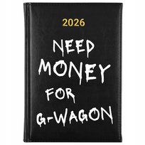 KALENDARZ CZARNY 2026 A5 PLANER | NEED MONEY FOR GWAGON PREZENT TREND WZORY