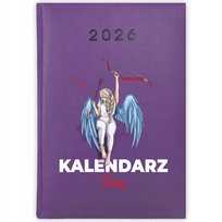 KALENDARZ FIOLETOWY 2026 PLANER TERMINARZ | PREZENT IMIĘ KOBIETA ANIOŁ WZ