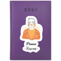 KALENDARZ FIOLETOWY 2026 TERMINARZ | PREZENT TWOJE IMIĘ KOBIETA LINIE WZORY