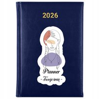 KALENDARZ GRANATOWY 2026 TERMINARZ PREZENT TWOJE IMIĘ KOBIETA WARKOCZYKI WZ