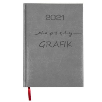 Kalendarz książkowy 2021, Napięty grafik, szary, grawerowany - Empik Foto
