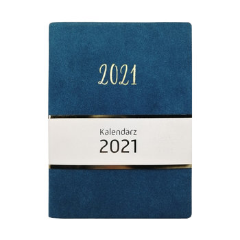 Kalendarz książkowy 2021, welurowy, niebieski