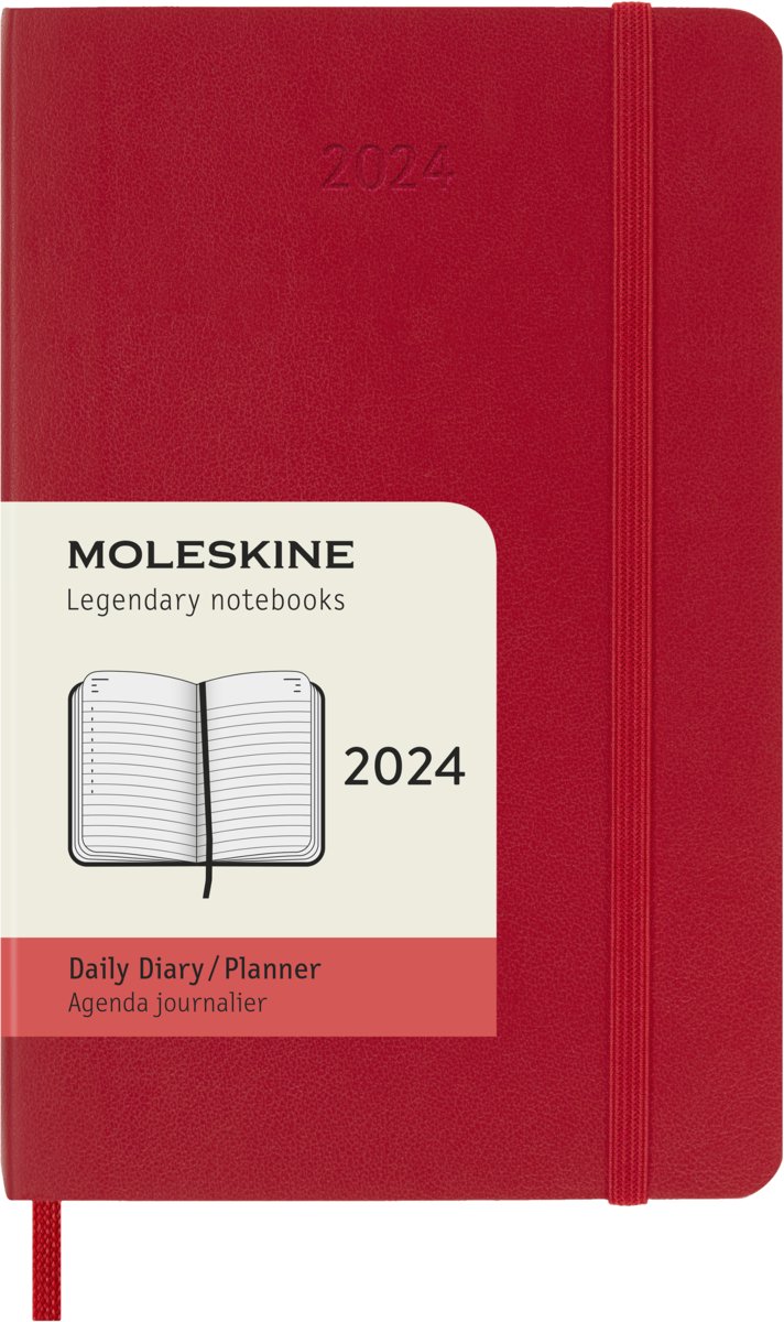 Kalendarz książkowy 2024 dzienny A6 Moleskine Pocket soft czerwony