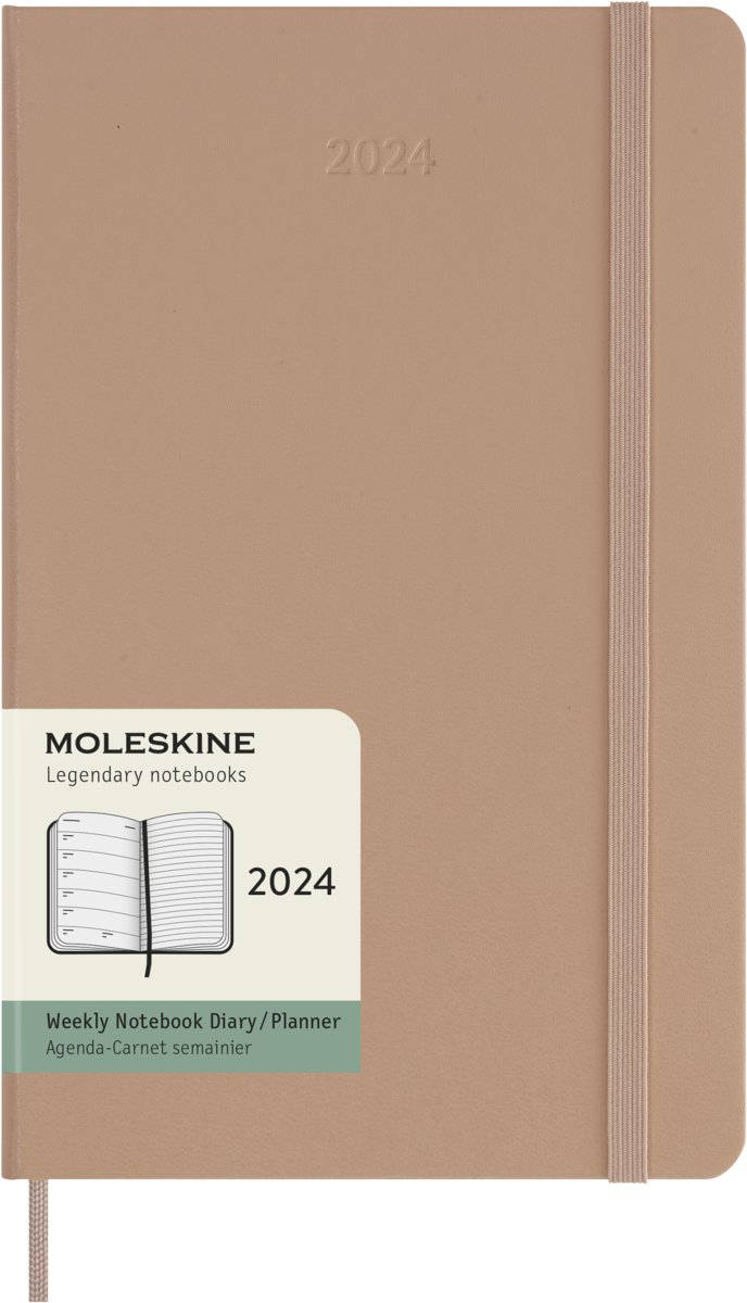 Kalendarz książkowy 2024 tygodniowy A5 Moleskine large hard beżowy