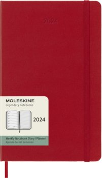Kalendarz książkowy 2024 tygodniowy A5 Moleskine large hard czerwony - Moleskine