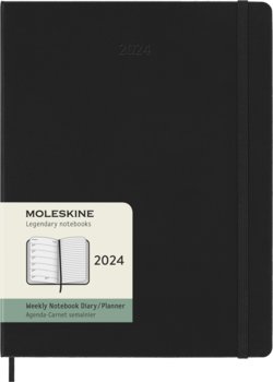 Kalendarz książkowy 2024 tygodniowy Moleskine Extra Large Hard czarny - Moleskine