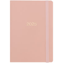 Kalendarz książkowy 2025 dzienny, różowy z gumką, Paperdot