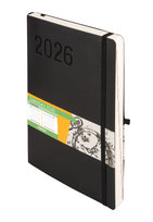 Kalendarz książkowy 2026 dzienny B5, Impresja czarny