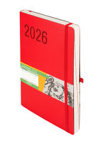 Kalendarz książkowy 2026 dzienny B5, Impresja czerwony