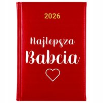 Kalendarz Książkowy Czerwony A5 2026 Planer Dzienny Dla Najlepsza Babcia Wz