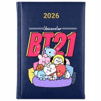 KALENDARZ KSIĄŻKOWY GRANATOWY 2026 A5 PLANER UNIVER BT21 NA PREZENT WZORY