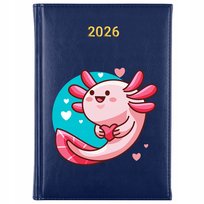 KALENDARZ KSIĄŻKOWY GRANATOWY 2026 PLANER AXOLOTL NA PREZENT WIELE WZORÓW