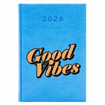 KALENDARZ KSIĄŻKOWY NIEBIESKI 2026 PLANER GOOD VIBES PREZENT WIELE WZORÓW