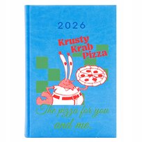 KALENDARZ KSIĄŻKOWY NIEBIESKI 2026 PLANER KRUSTY KRAB PREZENT WIELE WZORÓW