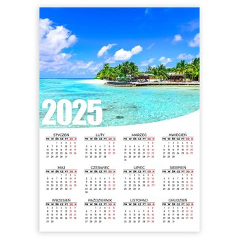 KALENDARZ PLAKATOWY 2025 PIĘKNY KRAJOBRAZ MALEDIWY 50x70 Na Ścianę Wzory - Inna marka