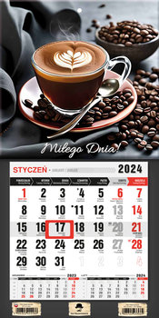 Kalendarz ścienny 2024 miesięczny Pan Kalendarzyk Z Magnesem Mini Kawa - Pan Kalendarzyk
