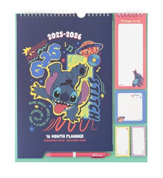 Kalendarz ścienny 2025/2026 Disney Stitch planer kalendarze na ścianę dla dzieci - Disney