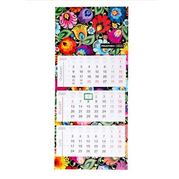 Kalendarz ścienny 2025 miesięczny Folkstar Łowicki Czarny