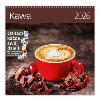Kalendarz ścienny 2026 miesięczny 30x30, Helma 365, Kawa z naklejkami - Helma 365