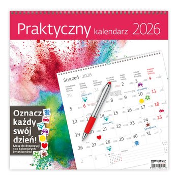 Kalendarz ścienny 2026 miesięczny 30x30, Helma 365, Praktyczny z naklejkami - Helma 365