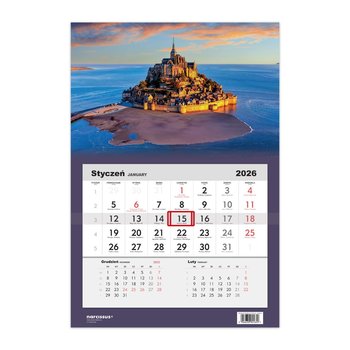 Kalendarz ścienny 2026 miesięczny, Helma 365, Wzgórze Świętego Michała, Francja - Helma 365
