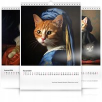 Kalendarz ścienny na rok 2024 A3 Koty na obrazach słynnych malarzy