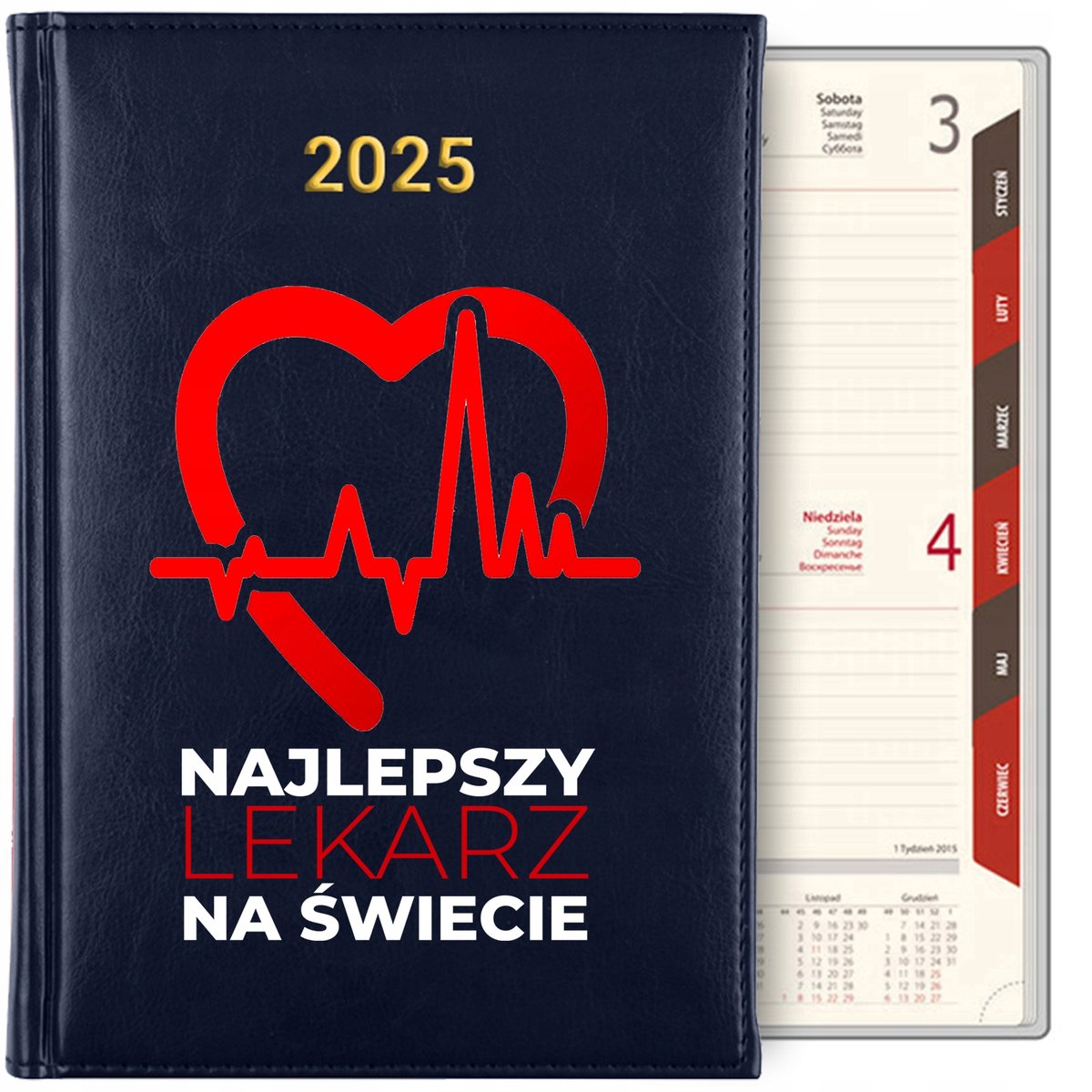 KALENDARZ TERMINARZ GRANAT NOTES A5 2025 NAJLEPSZY LEKARZ NA ŚWIECIE ...