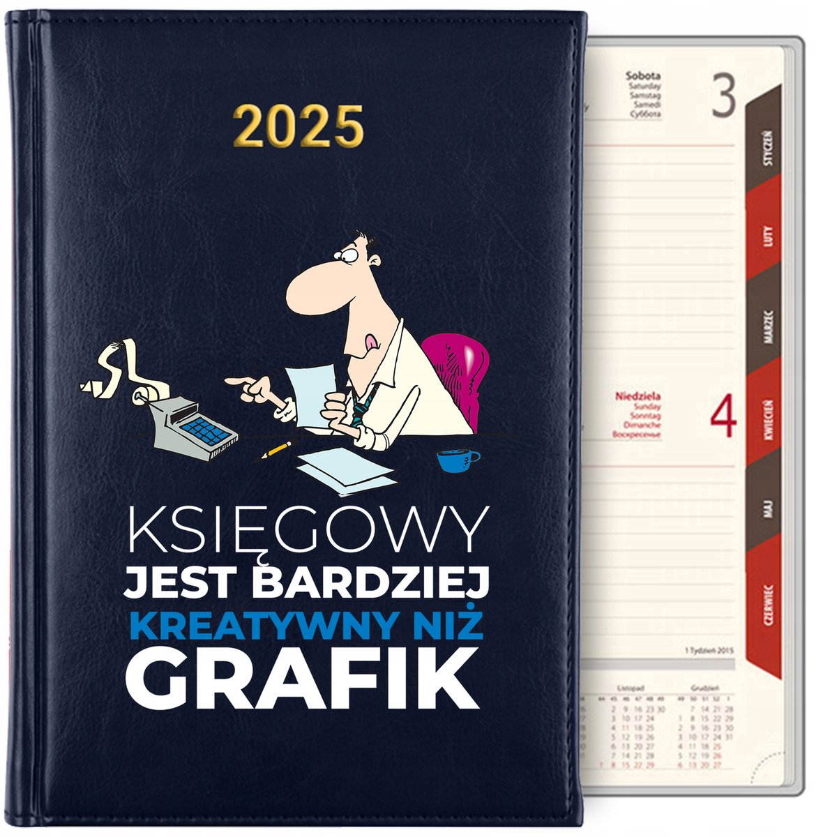 KALENDARZ TERMINARZ GRANAT NOTES Dzienny A5 2025 KREATYWNY KSIĘGOWY ...