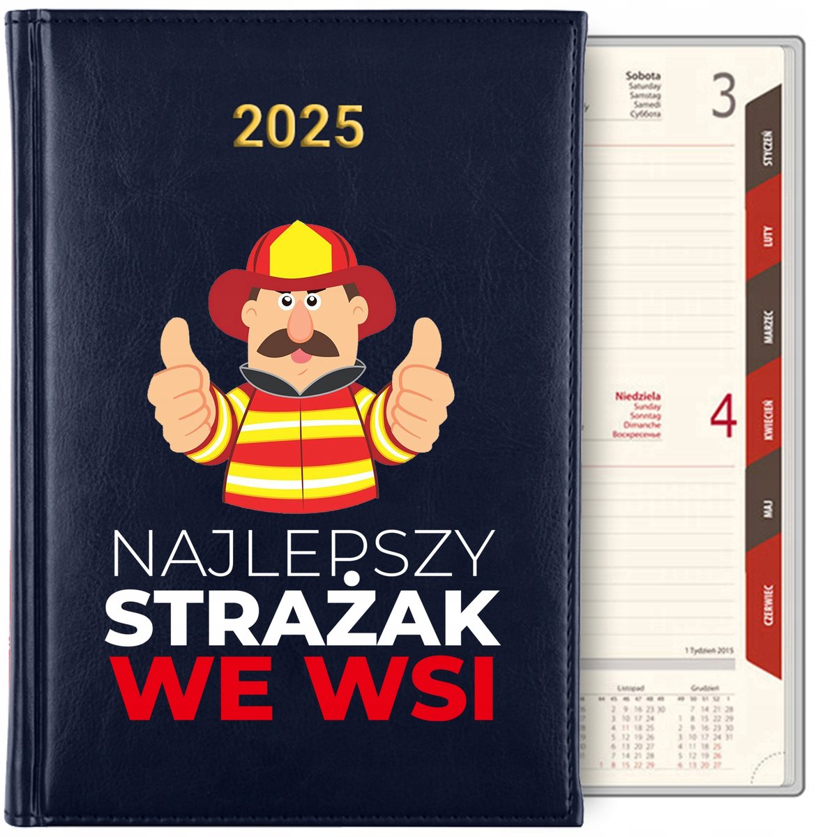 KALENDARZ TERMINARZ GRANAT NOTES Dzienny A5 2025 NAJLEPSZY STRAŻAK ...