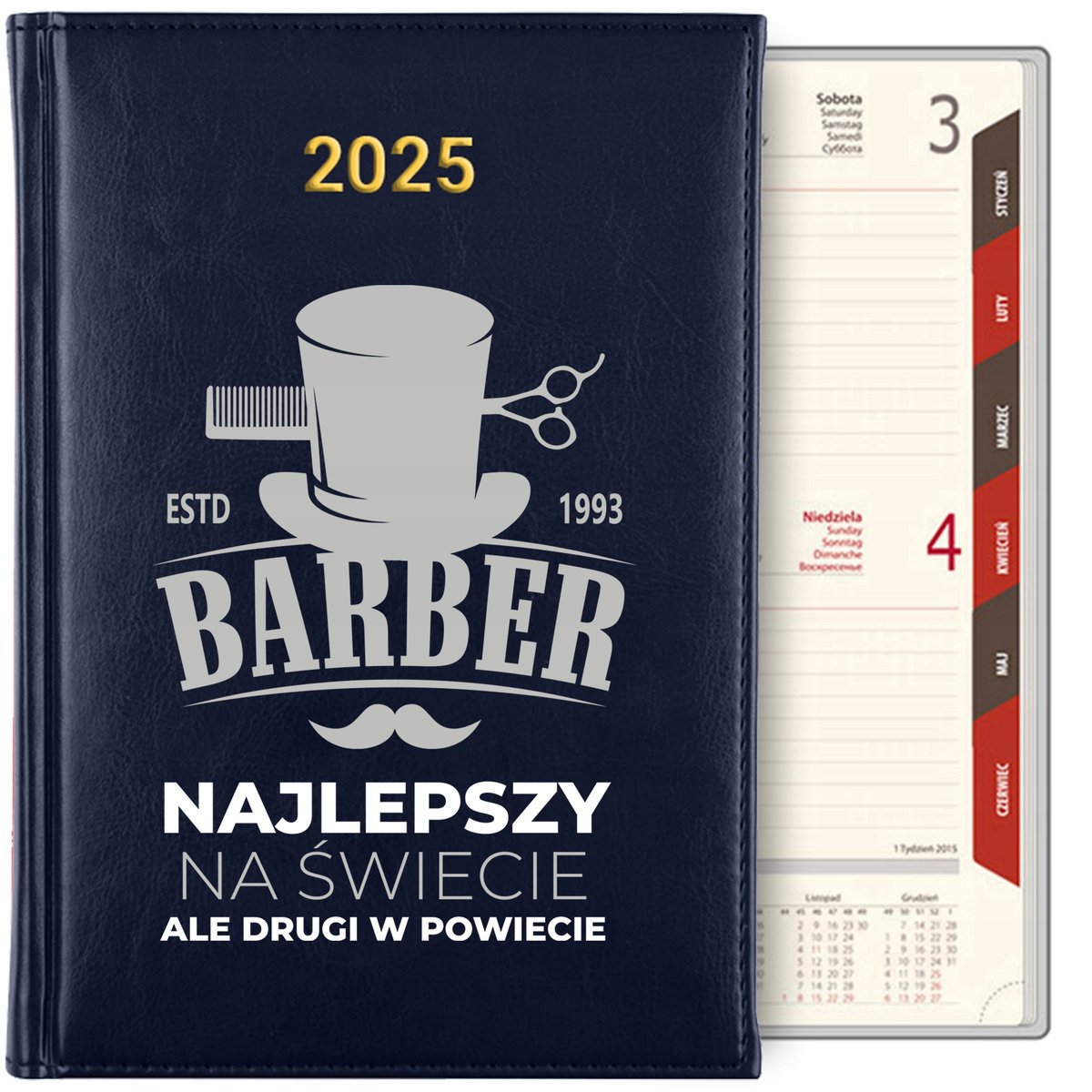 KALENDARZ TERMINARZ GRANAT NOTES Dzienny A5 2025 Prezent Dla BARBERA ...