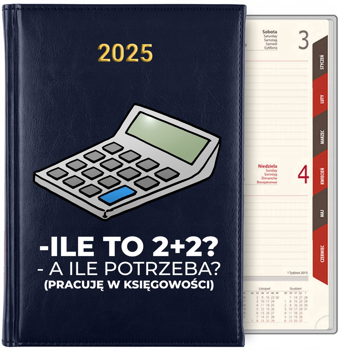 KALENDARZ TERMINARZ GRANAT NOTES Dzienny A5 2025 ZAWÓD KSIĘGOWY IMIĘ WZ ...