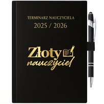 KALENDARZ TERMINARZ PLANER 2025/2026 A5 PREZENT NAUCZYCIELA DŁUGOPIS GOLD