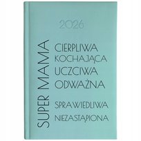 KALENDARZ TYGODNIOWY A5 2026 Lazurowy SUPER MAMA NA PREZENT ŚWIĘTA WZORY